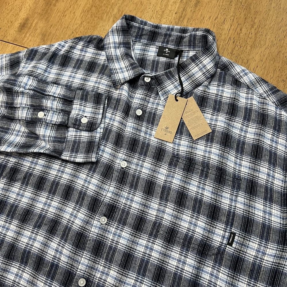 Thrills Friendly Service Flannel Long Sleeve Men's XXL‎ Button Up Shirt Blue $85